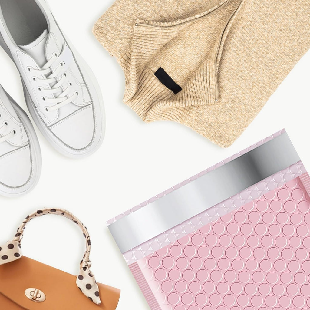 10.5x16 Poly Bubble Mailers #5 Padded Envelopes, 25Pcs Self Seal Mailing Envelopes Bubble Padded Mailers (Pink)