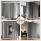 Room Divider Curtains & Flexible Bendable Tracks Set,Privacy Dividers Ceiling Track Curtain Window Blackout Curtains for Living Room Bedroom (W150 × H108 in 1 Panel Grey Drape & White Rail)