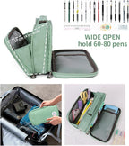 Pencil Case Pen Bag Holder Pouch Large Handle Big Capacity Desk Organizer Storage Marker Box Stationary Makeup Cosmetic Double Zippers for School Office Students Teen