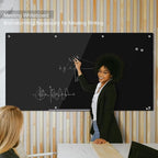 TOWON 8 x 4ft Glass Whiteboard Wall, Black Magnetic White Board Dry Erase 96 x 48 in, Big Glass Dry Erase Board with Multi-Color Markers, Strong Magnets, Pen Tray and Eraser, Frameless