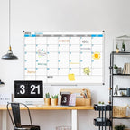 XBoard Magnetic Calendar Whiteboard 60" x 40" - Monthly Calendar Dry Erase Board, White Board + Colorful Calendar Board, Silver Aluminium Framed Monthly Planning Board