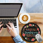 Funny Quotes Office Work Coworker Colleague Mouse Pad, Desk Sign Small Round Mousepads, Mini Travel Mouse Mat for Wireless Computer Laptop, Office Accessories, 8.6 x 8.6 inch