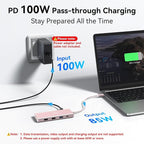 HODO USB C Docking Station Dual Monitor Adapter for Dell HP, Laptop Docking Station 3 Monitors Quad Display USB C Hub Dongle to 2 HDMI 4K,DP 8K, VGA,4 USB,PD, 9 in 1 Dongle Laptop Adapter