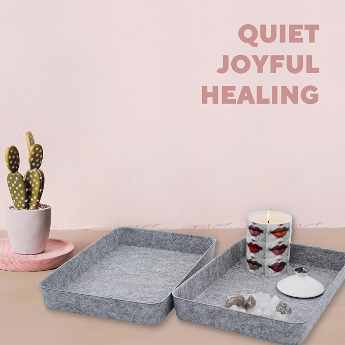 Welaxy 2-Piece Office Desk Drawer Organizer Tray Letter-Size documents A4 Paper Book File Folder Holder Storage Bins (Gray)