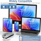 Mouse for Laptop Wireless Bluetooth - MacBook Air Mac Pro PC iPad Optical Rechargeable Silent Mouse with Jiggler Dual Mode Switch Bluetooth 5.2/3.0 and 2.4GHz USB-A and Type-C Receiver White