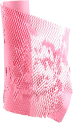 JAPCHET 15 In x 164 Ft Pink Honeycomb Packing Paper, Honeycomb Paper with Sticker Labels and 10 m Rope Honeycomb Wrap Roll for Packaging and Shipping