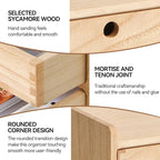 KIRIGEN Wood Organizer Shelf with 3 Drawers for Home Kicthen Decor Office Supplies Desktop Cabinet for Drawer Organizer - Desk Accessories Storage Box -Countertop Shelf Natural（DT2D3C-NA）