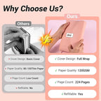 CAGIE Diary with Lock for Women, Full Wrap-around Privacy Journal Gifts for Girls, 120 GMS 224 Pages Thick Lined Notebook with Lock, 5.9 x 7.9 Inch