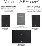 Intelligent Change - Daily Desk Pad, 3-Month Productivity Planner, Tear-Out Deskpad for to-Do List, Productivity Tools for Time Management and Mindfulness, A4 Size, Black