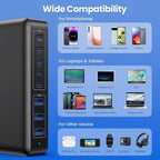 USB C Charger 430W USB C Charger Block 8-Ports GaN IV Fast Charging Station,PD 100W Laptop Charging Hub Wall Adapter Compatible with MacBook/Air,DELL,Steam Desk,iPhone 16/15/14,Galaxy S24 etc