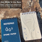 4 Pack Weatherproof Spiral Notepads A7 Waterproof Stone Paper Pocket Notebooks, Grid Pattern, Hard Cover with IN & CM Scales, Small All Weather Steno Pads for Travel, Field (3" x 5", Grey)
