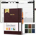 Ensight 2025-2026 HARDCOVER Leather Planner Weekly & Monthly - 6.5x8.5 Inches - Academic Planner Business Personal or Student - Pen Holder, Thick Paper, July 2025 - June 2026 (Red)
