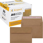 200 Qty Printable A6 Invitation Envelopes 4.75 x 6.5 Cards, Self Seal 120GSM Brown Paper Envelopes for Invitations, Papers, Photos, Documents, Wedding, Baby Shower, Easy to Seal and Peel