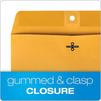 Quality Park 10 x 15 Clasp Envelopes, Clasp and Gummed Closures for Storing or Mailing, Heavy-Duty 32 lb Kraft Paper, 100 per Box (QUA37798)