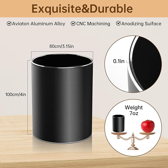 Christian Gifts,Metal Pen Holder Aluminum Pencil Holder for desk,Round Desktop Organizer and Black Pencil Cup for Office, School, Home and Stationary Supplies (Philippians 4:13)