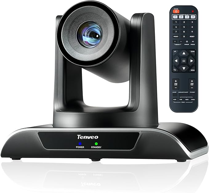 Tenveo PTZ Conference Room Camera 10X Optical Zoom USB3.0/HDMI/RS232 Wide Angle FHD 1080P 60FPS for Video Conferencing Business Meeting Live Streaming Church Services Worship Zoom Teams OBS