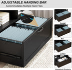 HSH Rolling Lateral File Cabinet with Storage Drawer, Black Mobile Filing Cabinet for Legal/Letter Size, Wood Metal Printer Stand with Shelves, Wheels & Hanging File Folder for Home Office Desk, 33 In