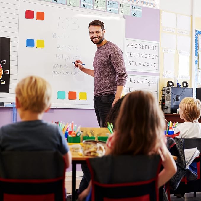 TaoBary Taobary 96 Pack Mini Dry Erase Erasers Bulk Magnetic Whiteboard Dry Erasers Classroom Supplies Whiteboard Chalkboard Cleaner for Teacher Kids School Office, 1.97 x 1.97 Inch (Colorful)