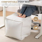 Unstuffed Pouf Ottoman Cover, 17.7x17.7 inch Faux Leather Moroccan Poofy Ottomans Cover, footrest Square White Footstool with Storage Waterproof Easy Cleaning for Living Room (Only Cover No Filler)