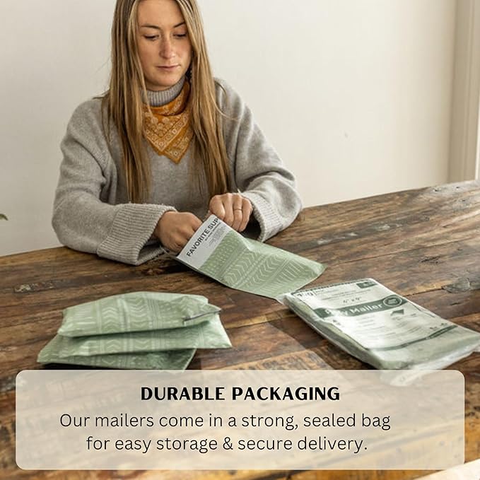 Poly Mailers 6x9 Inch 100 Pack Small Shipping Bags Strong Thick Mailing Envelopes | Self Sealing Adhesive | Waterproof & Tear Resistant | Small Business Packaging for Clothing - Boho Sage Green