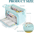 Pencil Case Pouch Large Capacity with Compartments, Pencil Case Pouch Bag with Zipper Handle for Teen Girls Boys Adults Women Men, Portable Pen Bag Stationery Organizer for Office School Travel, Blue