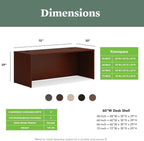 HON MOD Executive Desk 72-Inch Large Computer Desk Shell, Thick Wooden Laminate, Modern Table with Cord Management, 72" W x 30" D x 29" H, Traditional Mahogany