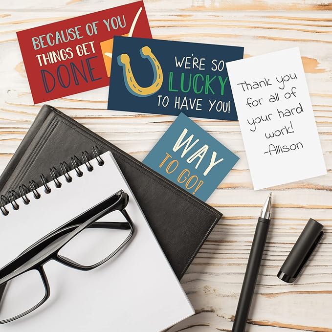Workplace Appreciation Encouragement Cards / 50 Motivational Kindness Cards / 25 Gratitude Quote Designs For Employees/Small 2" x 3.5" Business Card Size