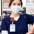 Halloween Badge Reel Retractable Cute Raccoon Name Tag Acrylic Alligator Clip Halloween Raccoon Sitting in Pumpkin Designs Badge Clip ID Spooky Badge Holder for Nurse Student Teacher