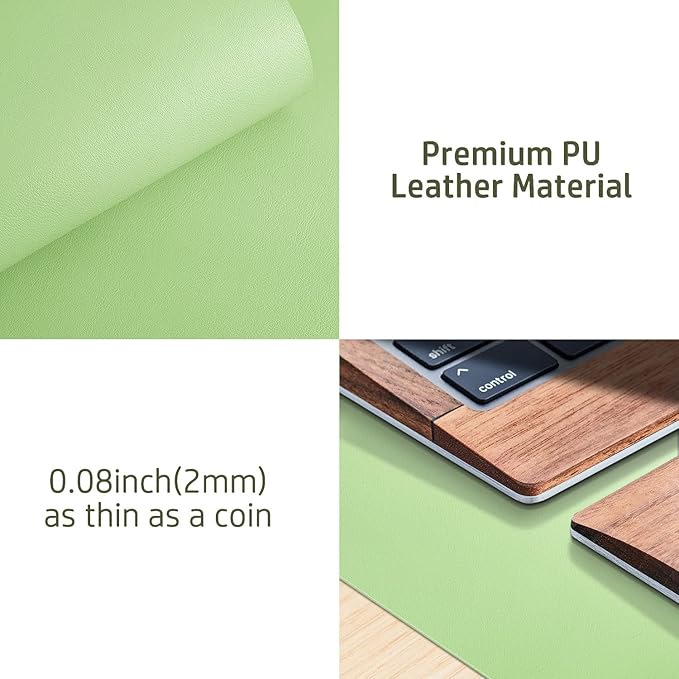 Aothia Leather Desk Pad Protector, Mouse Pad, Office Desk Mat, Non-Slip PU Leather Desk Blotter, Laptop Desk Pad, Waterproof Desk Writing Pad for Office and Home (31.5" x 15.7", Foam Green)