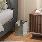 Office Trash Can, Rectangular Kitchen Garbage Can, Iron and Wood Combination Bathroom Trash Can, Modern Design Wastebasket Bin for Bathroom, Laundry Room, Kitchen, Kids' Room, Dorm(4.5 Gallon)