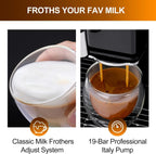 Mcilpoog Super Automatic Espresso Coffee Machine,Fully Automatic Espresso Machine With Grinder, Easy To Use Touch Screen Coffee Maker with Milk Frother.16 Coffee Recipes.(WS-203 Red)