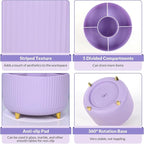 SKYDUE 360 Rotating Purple Pen & Art Supply Organizer - 5 Slot Desk Organizer for Office, School, Home