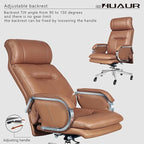 Genuine Leather Modern Executive Chair High-Back Support 90 to 150 Degrees Tilt and Upholstered Home Desk Chair with Base 400LB Capacity Swivel Computer Office Chair (Orange)