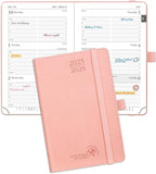 POPRUN Pocket Planner 2025-2026 (Purse Size 4'' x 6.25'') Academic Small Calendar (July 2025 - June 2026) with Hourly Time Slots, 100GSM Thick Papers, Leather Soft Cover - Pink