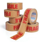 ADHES Fragile Tape, Biodegradable Kraft Paper Tape - 2in x 55yds, 6 Rolls, Strong Adhesive, Eco-Friendly Paper Packing Tape for Shipping & Moving, Heavy Duty Protection for Fragile Items