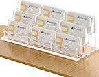 SANRUI Clear Horizontal Business Card Holder Stand for Desk, Acrylic Desktop Display Name Cards Holders Organizer Storage Rack,for Exhibition, Home , Office ,3 Tier 9 Pocket , 540 Card Capacity