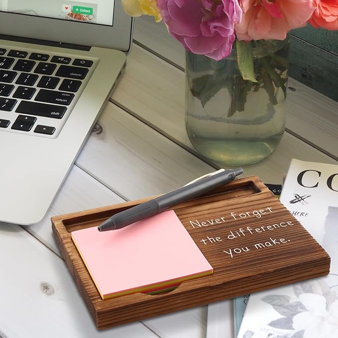 Never Forget The Difference You Make Appreciation Sticky Note Holder, Thank You Appreciation Quote Gifts for Leader Boss Women Mentor Manager Employee Coworker Self-Stick Note Pad Holders ZSS23