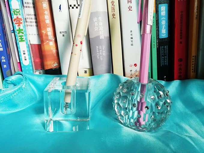 Crystal Glass Pen Holder Honeycomb Desk Accessory Fountain Pen Office Supplies Party & Gift Idea Home Decor (HONEYCOMB)
