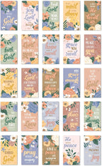 Floral Religious Motivational Mini Quote Cards / 50 Christian Encouragement Positivity Cards / 2" x 3.5" Flat Business Card Size / 25 Daily Devotional Uplifting Faith Designs / Made In The USA