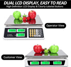 Price Computing Scale 88lb/40kg LCD Digital Commercial Price Scale with Stainless Steel Platform,Produce Scale & Food Scale for Farmers Market, Retail Outlets, Meat Shop (Flat Plate)