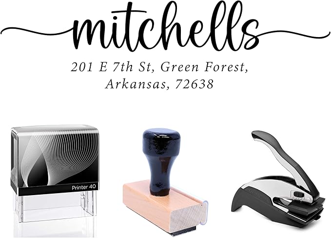 Custom Self-Inking Address Stamp with Name, Personalized Couples Address Stamps, Custom Rubber Address Stamp, Modern Address Stamp Wooden Handle Rubber Stamp (Wood Handle)