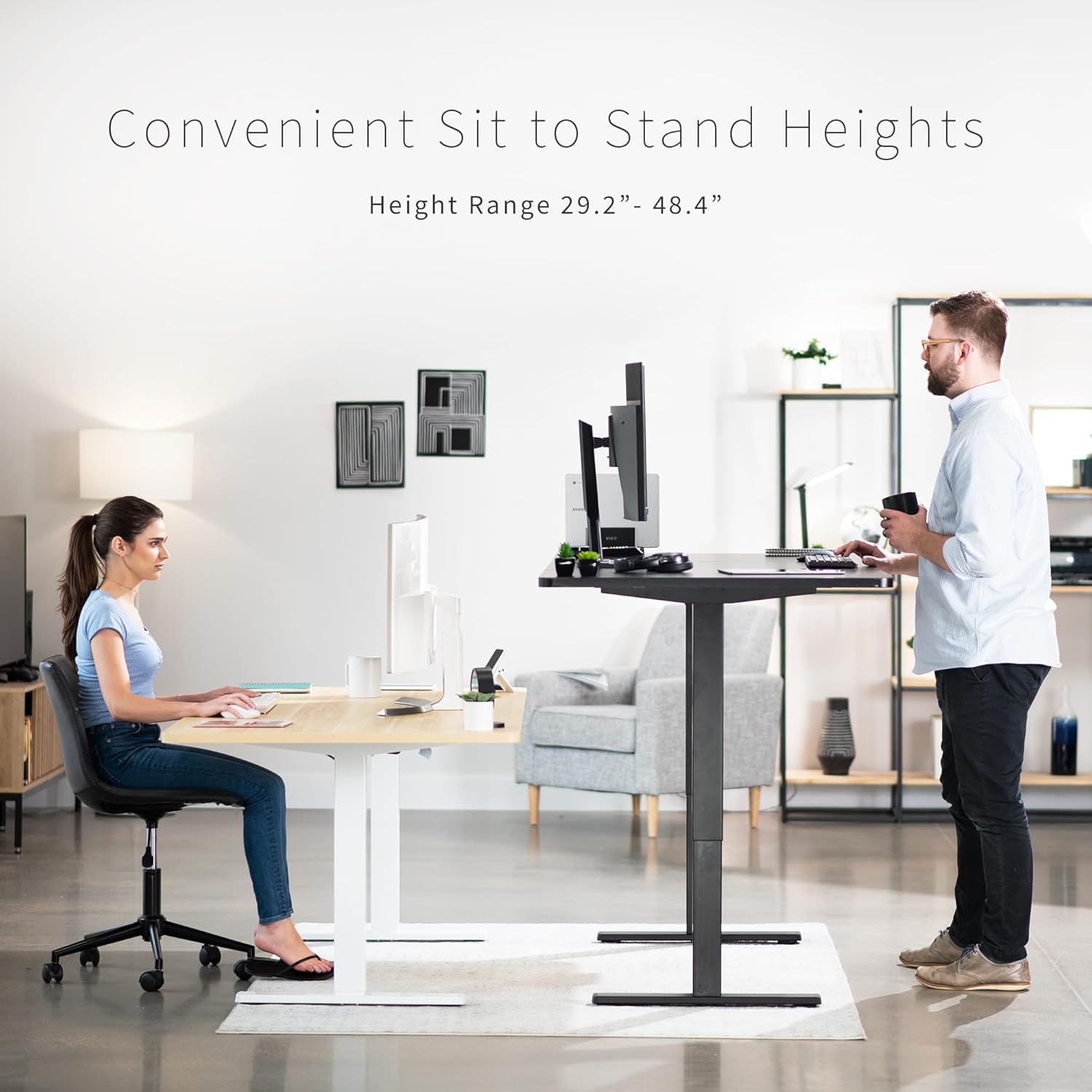 VIVO Electric 71 x 36 in Standing Desk, Memory Height Adjustment, 1B Series, Dark Gray Top White Frame, DESK-KIT-1W7G-36