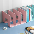 2PCS Acrylic File Organizer for Desk, Desktop Document/Mail Organizer, 4 Compartments Plastics Invisible Bookshelf Floating (12.5" x 5.7" x 5", Pink)