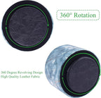 Round Leather Art Supply Organizer,Remote Control Holder,360-degree Rotating Pen Organizer with 4 Compartments(1-Marble Jade)