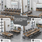 Folding Conference Table,Mobile Conference Room Tables Rolling Meeting Table with Caster Wheels,Flip Top Mobile Training Table,Foldable Rectangle Seminar Tables for Office,Classr (4pack, 47.2in)