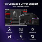 DIERYA M1 Wireless Gaming Mouse, 24000DPI, 180Hrs Battery, 16.8M RGB, 6 Programmable Buttons, Lightweight, Tri-Mode (2.4G/BT5.2/USB-C) for PC/Mac/Laptop - Black