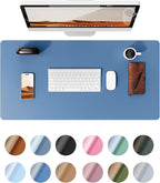 YSAGi Leather Desk Protector, Office Mat, Large Mouse Mat, Non-Slip PU Leather Blotter, Laptop Desk Pad, Waterproof Writing Pad for Office and Home (Sea Blue, 31.5" x 15.8")