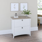 Bush Furniture Salinas 2 Drawer Lateral File Cabinet in Pure White and Shiplap Gray