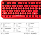 FOPETT Wireless Keyboard and Mouse Combo, 104 Keys Full-Sized 2.4 GHz Round Keycap Colorful Keyboards, USB Receiver Plug and Play, for Windows, Mac, PC, Laptop, Desktop (Black Red)