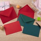 A7 Christmas Envelopes and Blank Cards 24 Pieces A7 Envelopes and 24 Pieces 5x7 Colorful Flat Cards for Weddings, Invitations, Birthday, Baby Shower (Christmas Green/Red)